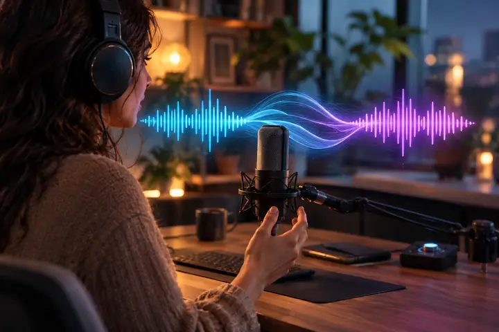 Oberfläche zur Umwandlung von Sprache in Sprache mit Audiosteuerungen
