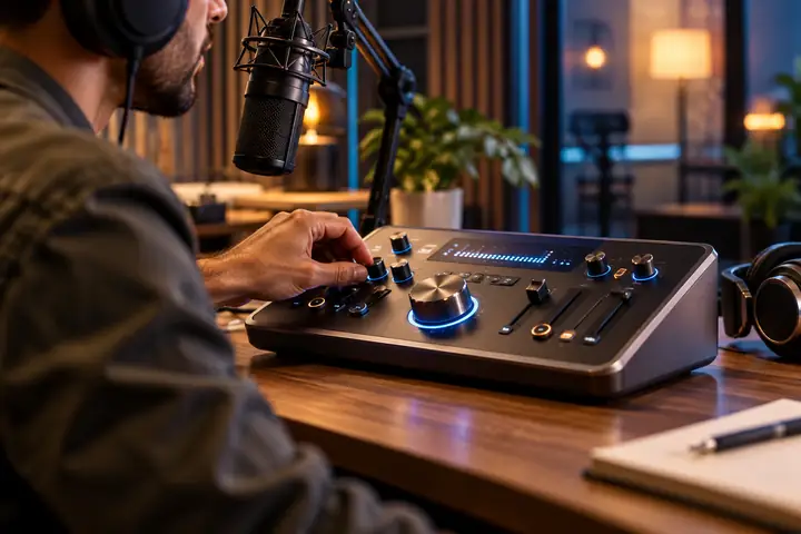 Audiooberfläche in Studioqualität mit Steuerelementen für hohe Auflösung