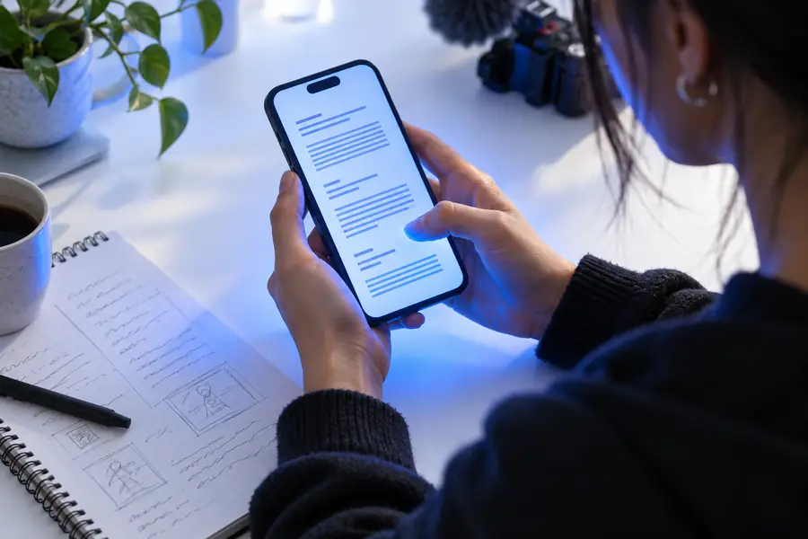 Ungeprüfter Sprechtext für Mobilgeräte mit grober Formatierung