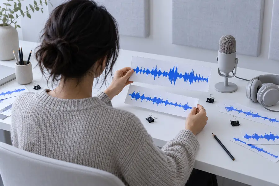 Voice comparison workspace with an initial draft